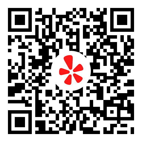 A QR code with Yelp's logo in the middle, linking to leave Patriot Windshield Repair a review on Yelp.